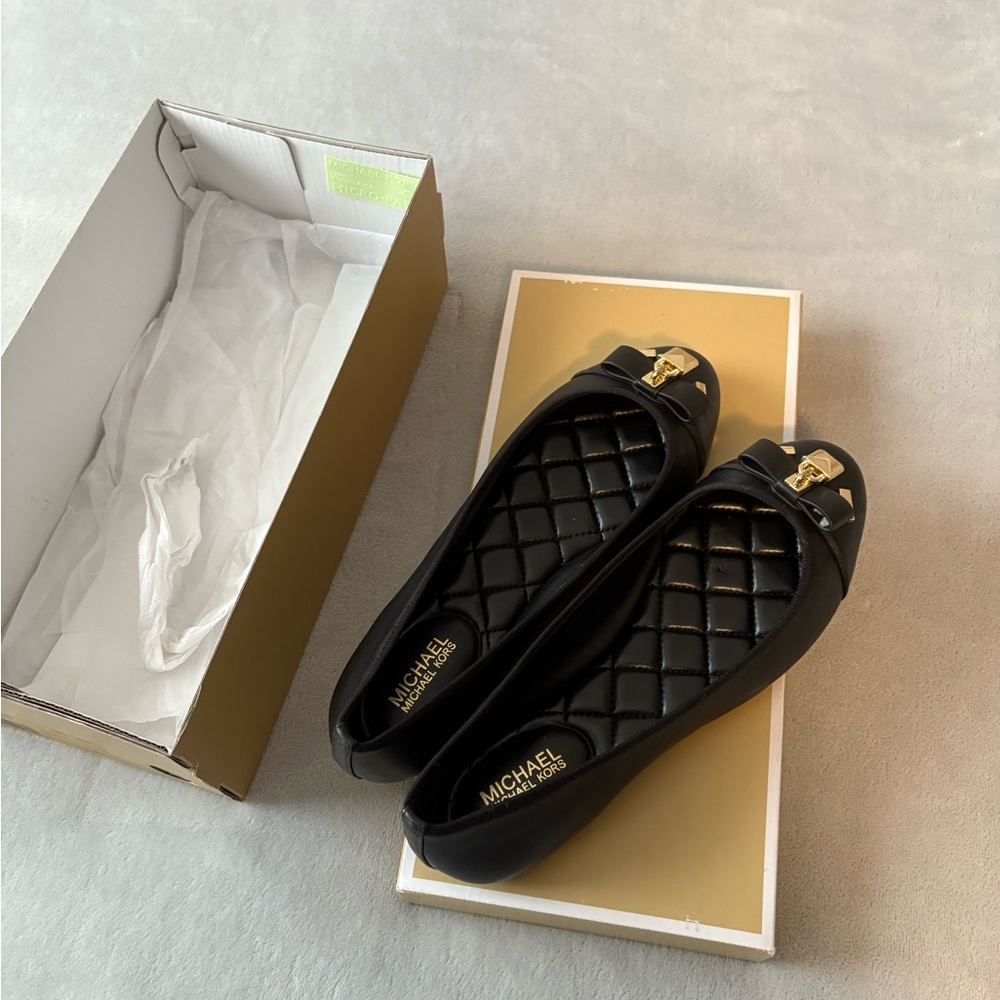 Michael Kors Black Quilted Slip-On Flats